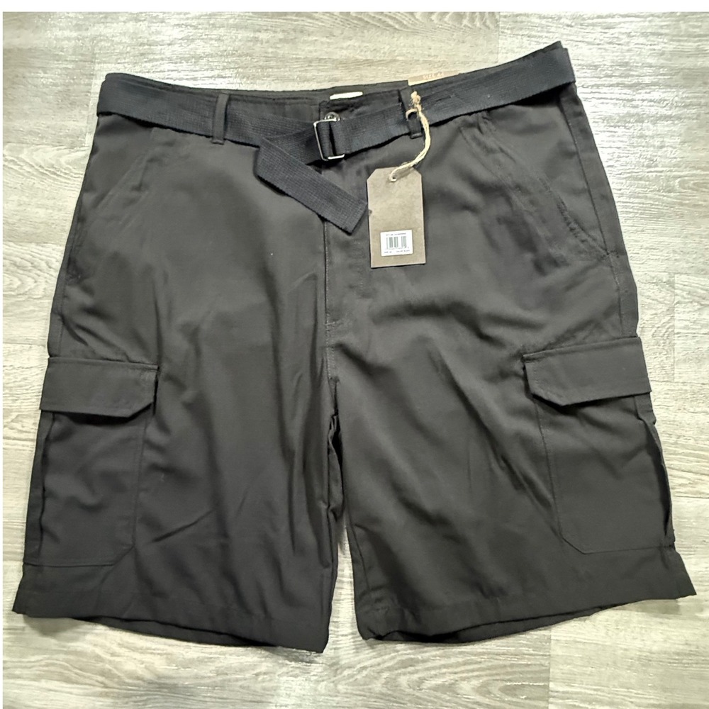Copper Denim Mens Black Belted Cargo Shorts Size 44 CD16050RSB Utility Casual